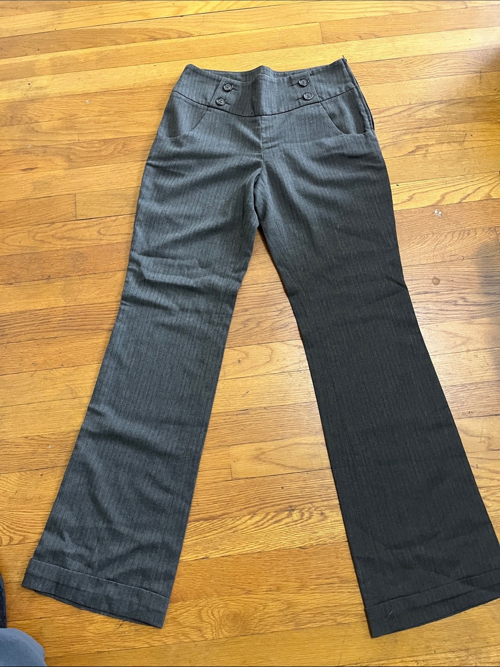 H&M Dark Gray Pinstripe Boot-Cut Trousers